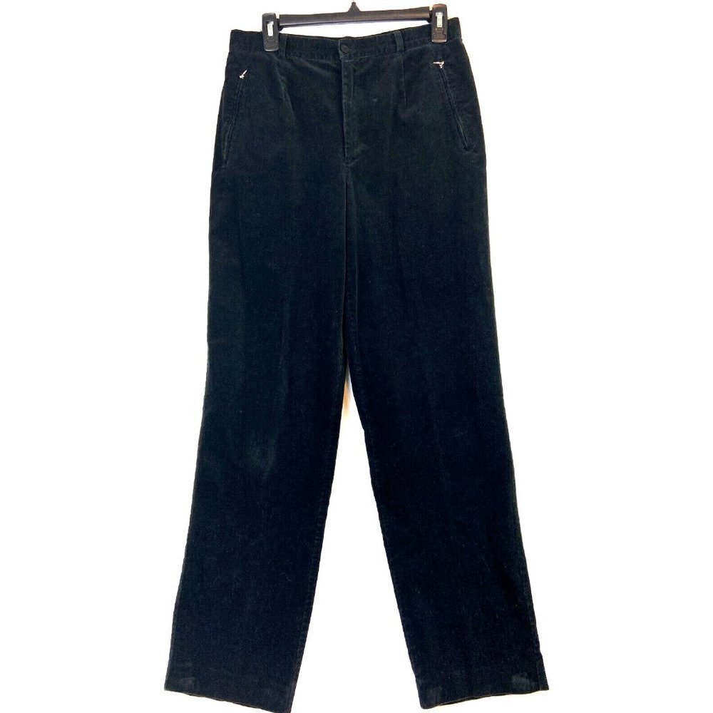 Laura Women's Black Stretch Corduroy Pants with Front Zipper Pockets Siz…